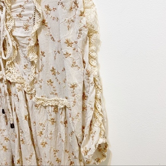 POL Floral Boho Cottagecore Babydoll Embroidered Ruffle Blouse M - Picture 6 of 11